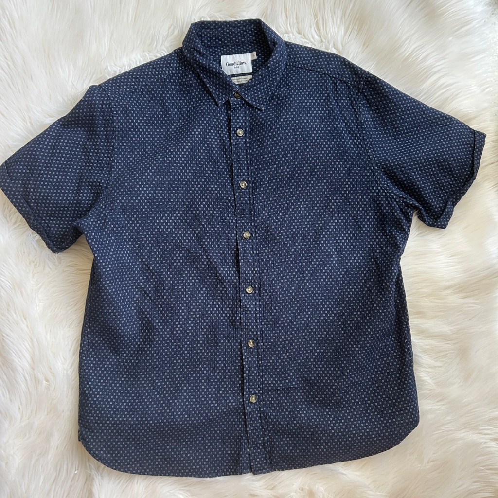 Men’s Goodfellow & Co Navy Microdot Short-Sleeve Button-Up Shirt